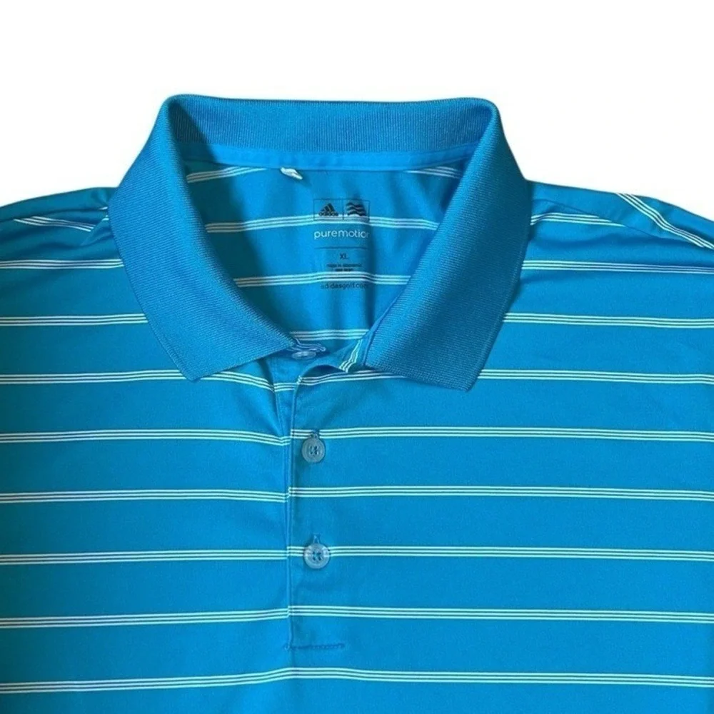 Adidas Mens XL Blue Puremotion‎ Short Sleeve Golf Polo shirt
